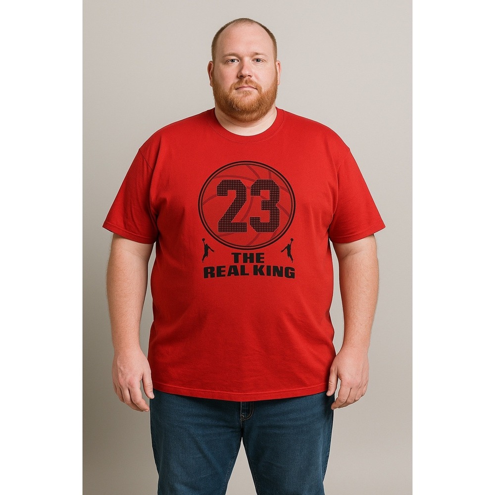 Gemrock The Real King 23 Graphic T-Shirt Red Basketball‎ Mens 3XL